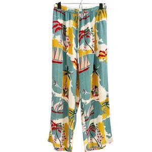 True Destinations Tropical Palazzo Pants Wide Leg Size Medium